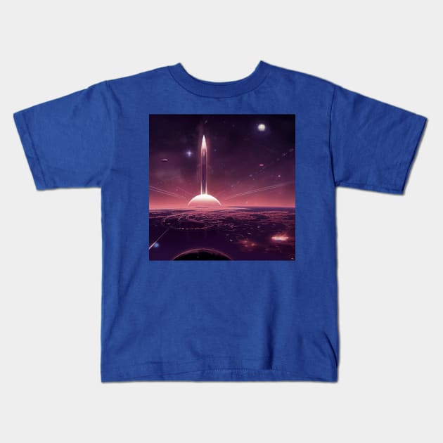 Interplanetary Spaceport Kids T-Shirt by Grassroots Green